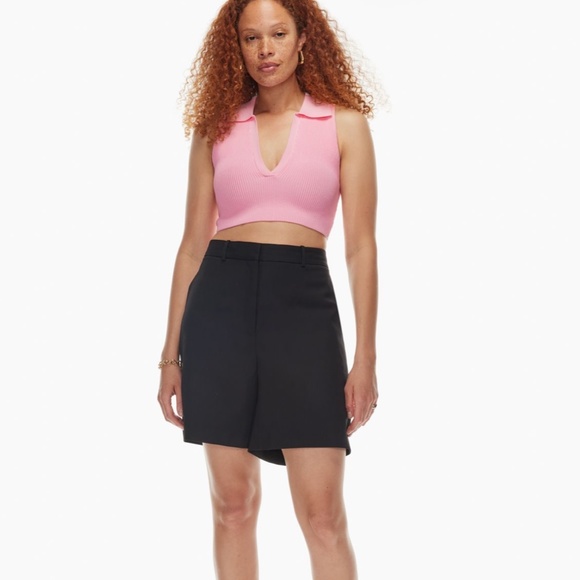 Aritzia Babaton Sculpt Knit Polo Top, Light Pink, Size Small - Picture 2 of 9